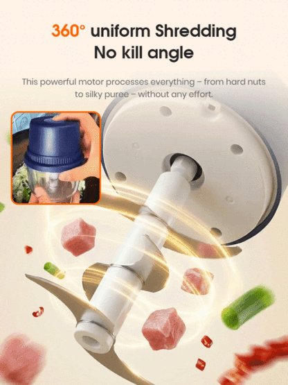 [Home Helper] Portable Multi-functional food processor⚡ One-Button Electric Chopping – No More Tears, 5 Seconds to Fresh Garlic🔪 4-in-1 Multifunctional: Mince meat, chop garlic, grind chili, baby food