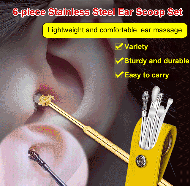 6 Precision Tools✨6-piece Stainless Steel Ear Scoop Set👂ASMR For Your Ears: Redefining the New Standard of Ear Canal Cleaning.