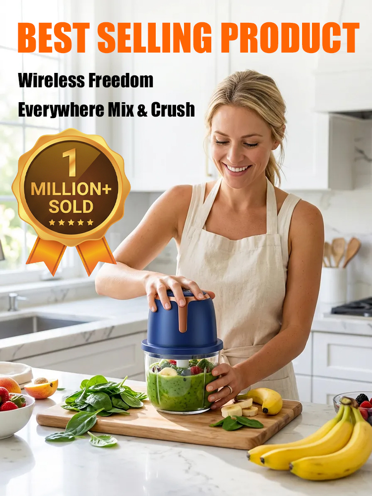 [Home Helper] Portable Multi-functional food processor⚡ One-Button Electric Chopping – No More Tears, 5 Seconds to Fresh Garlic🔪 4-in-1 Multifunctional: Mince meat, chop garlic, grind chili, baby food