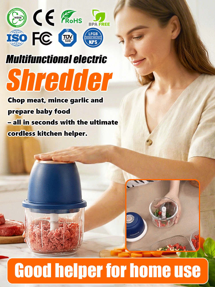 [Home Helper] Portable Multi-functional food processor⚡ One-Button Electric Chopping – No More Tears, 5 Seconds to Fresh Garlic🔪 4-in-1 Multifunctional: Mince meat, chop garlic, grind chili, baby food
