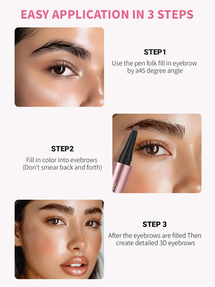 Buy 3 Get 3 FREE!📉Skip the Microblading! Get Natural Hair-Like Strokes in 5 Seconds ✨24H Gym-Proof Power! Your Brows Stay Perfect Even Under Sweat 💦Beginner-Friendly 4-Tip Pen. Professional Brows with Zero Effort ✍️