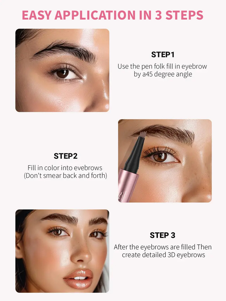 Buy 3 Get 3 FREE!📉Skip the Microblading! Get Natural Hair-Like Strokes in 5 Seconds ✨24H Gym-Proof Power! Your Brows Stay Perfect Even Under Sweat 💦Beginner-Friendly 4-Tip Pen. Professional Brows with Zero Effort ✍️