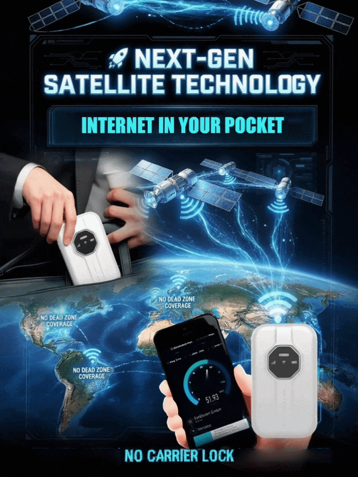 Next-Gen Portable Satellite WiFi Router - 500Mbps 5G Speed - WiFi6+ AI Chip, Works in 100+ Countries - Limited Stock Clearance