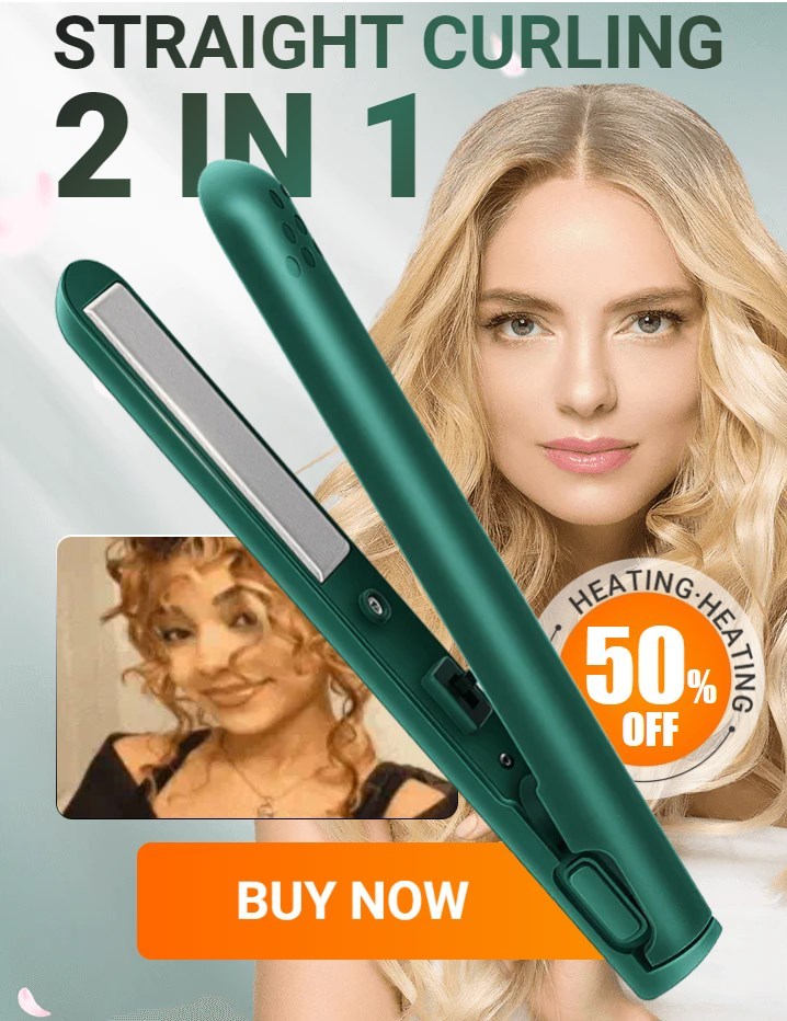 Heats to 200°C in 30 seconds⚡Perfect Hair Anywhere, Anytime🎨Straight and curly dual-purpose curling rod🔥 Ceramic coated plates – negative ions for smooth, shiny hair
