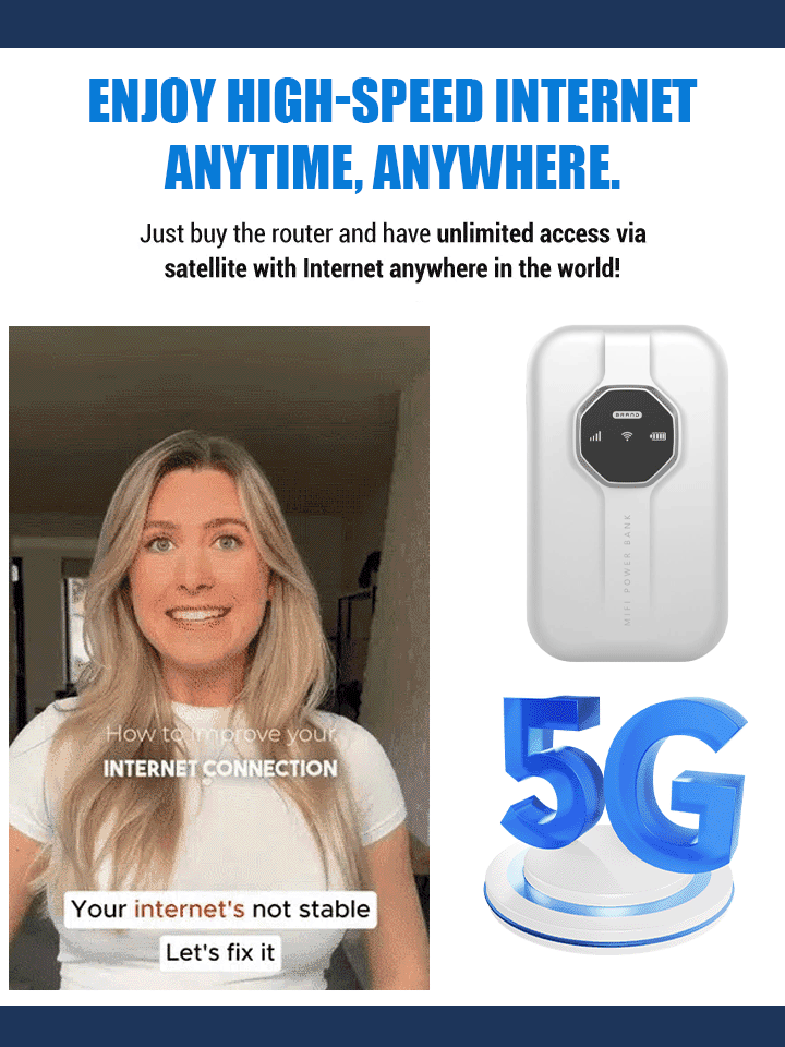 Next-Gen Portable Satellite WiFi Router - 500Mbps 5G Speed - WiFi6+ AI Chip, Works in 100+ Countries - Limited Stock Clearance