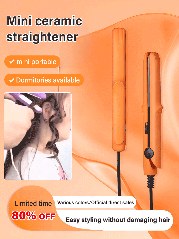 Heats to 200°C in 30 seconds⚡Perfect Hair Anywhere, Anytime🎨Straight and curly dual-purpose curling rod🔥 Ceramic coated plates – negative ions for smooth, shiny hair