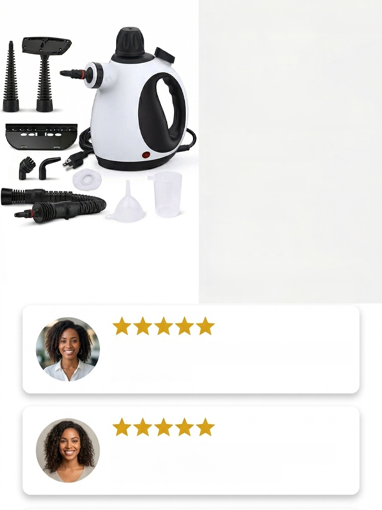 Multipurpose Steam Cleaner with 9-Piece Cleaning Tools for First 100 Buyers, 170°C Steam Melts Stains Instantly, Zero Chemicals, 100% Safe for Family