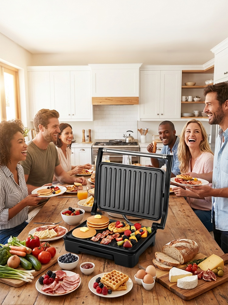 Indoor BBQ Party! 🍢 No Smoke, No Mess — The Best Electric Baking Pan for Family Dinners. From Steaks to Pancakes, Enjoy Professional Grilling & Frying at Home with One Versatile Pan.