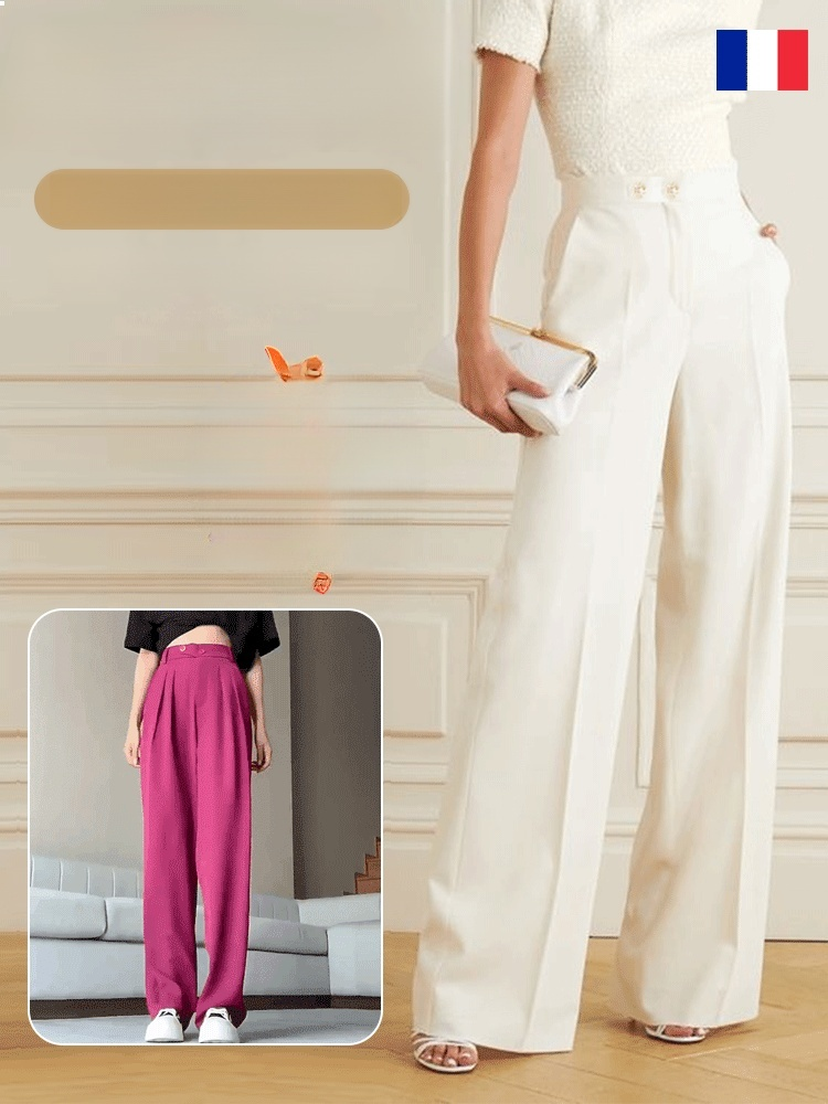 👖✨【Extremely Popular High-Waisted Wide-Leg Pants】Half Price Now as part of Store Promotion! 🔥💛 High-Waisted Ice Silk Wide-Leg Pants Visually Slim You Down by 5KG!