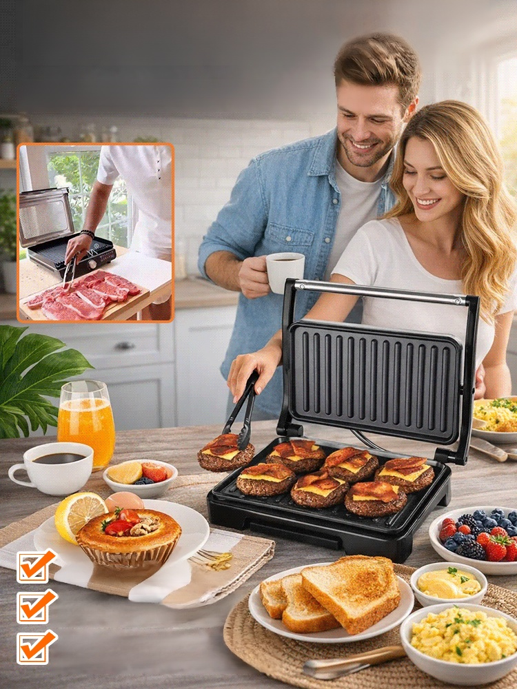 Indoor BBQ Party! 🍢 No Smoke, No Mess — The Best Electric Baking Pan for Family Dinners. From Steaks to Pancakes, Enjoy Professional Grilling & Frying at Home with One Versatile Pan.