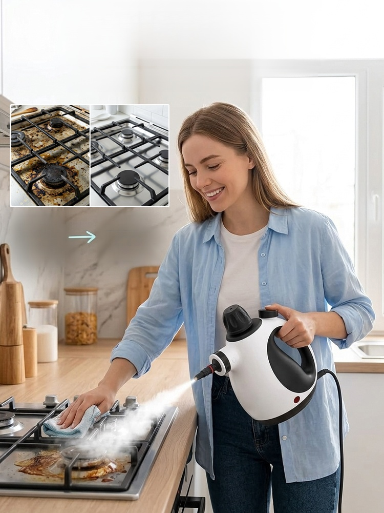 Multipurpose Steam Cleaner with 9-Piece Cleaning Tools for First 100 Buyers, 170°C Steam Melts Stains Instantly, Zero Chemicals, 100% Safe for Family