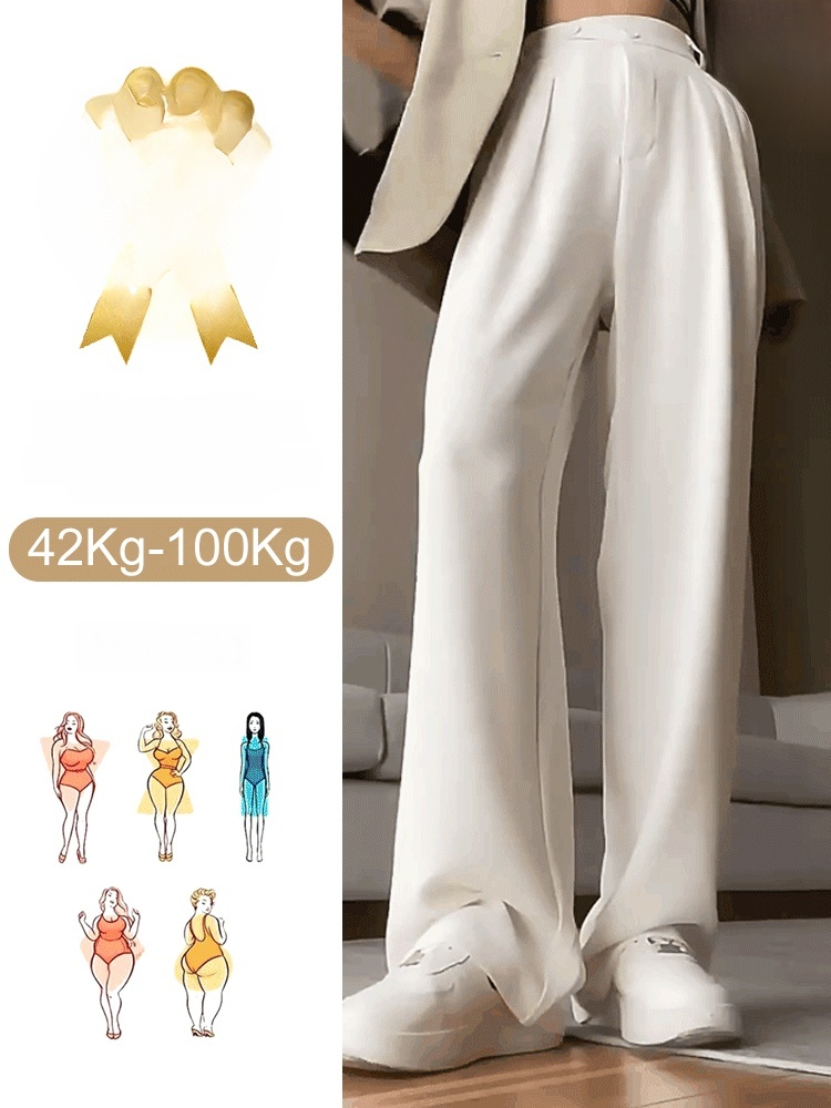 👖✨【Extremely Popular High-Waisted Wide-Leg Pants】Half Price Now as part of Store Promotion! 🔥💛 High-Waisted Ice Silk Wide-Leg Pants Visually Slim You Down by 5KG!