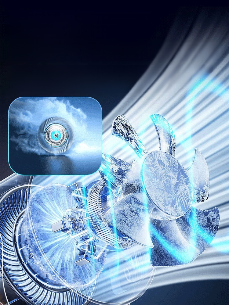 【Comes with a clip, hands-free】Rotatable portable ice pack fan, 5000mAh battery lasts 19h. Beats 40°C heat instantly. Stay cool and dry everywhere.
