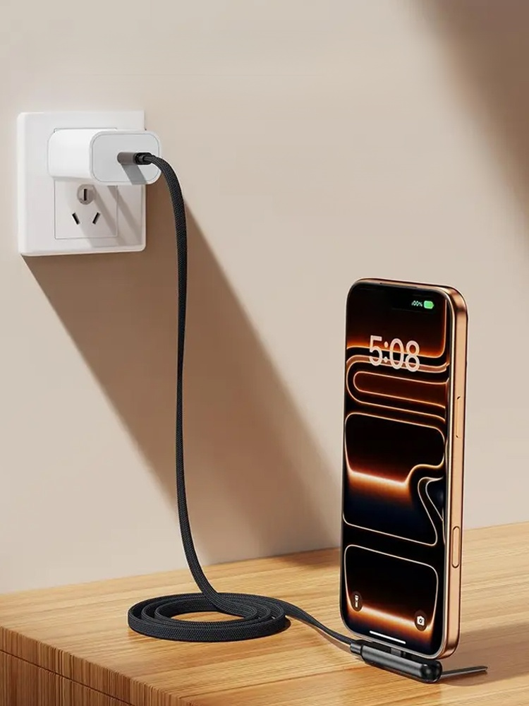 【Stand + Charging Cable】Foldable 240W Fast Charging Cable ⚡️ 240W Super Fast Charging 📱 Foldable Stand Design 🌀 Cable Winder for Storage