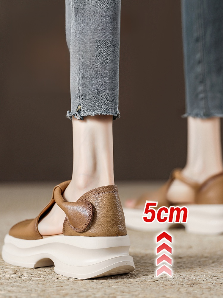 Korean version of thick bottom slope heel open toe sandals, Pain-free even for bunions! amazing sandals are now half price! Cloud-like comfort and a 5cm heel for a leg-lengthening effect.