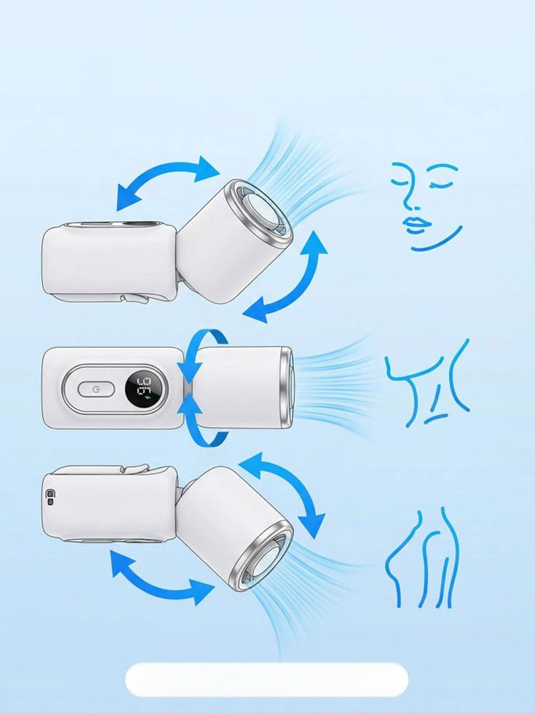 【Comes with a clip, hands-free】Rotatable portable ice pack fan, 5000mAh battery lasts 19h. Beats 40°C heat instantly. Stay cool and dry everywhere.