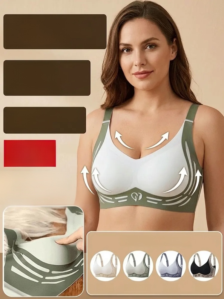 Small Heart Contrast Lift Seamless Bra, 🌸A bra that breathes. Once you try it, you will love it. 🌸The thin design is great for ventilation, no overheating or pressure points.
