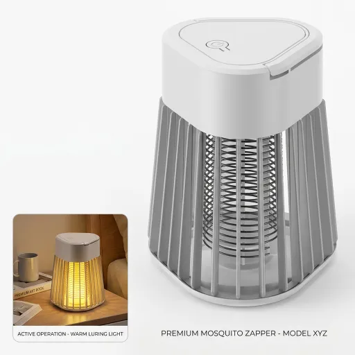 Silent Purple Light Household Mosquito Killer Lamp, 365nm physical mosquito trapping technology combined with 25dB ultra-quiet operation for a 100% chemical-free safe sleep environment.