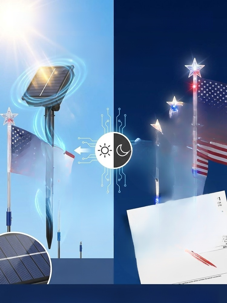 【Celebrating the 250th Anniversary of American Independence】Solar Pathway Lights, $0 Bills, 100% Solar Power