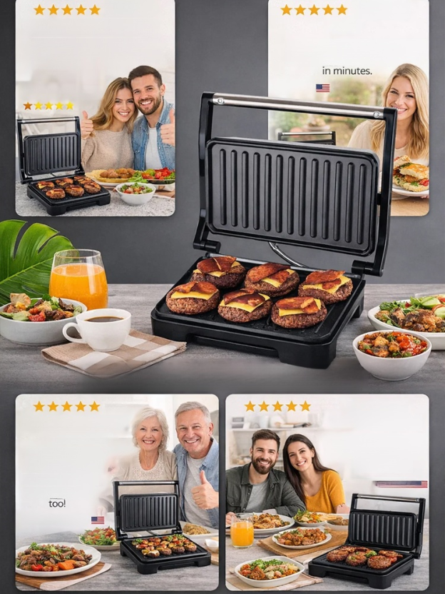 Indoor BBQ Party! 🍢 No Smoke, No Mess — The Best Electric Baking Pan for Family Dinners. From Steaks to Pancakes, Enjoy Professional Grilling & Frying at Home with One Versatile Pan.