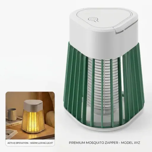 Silent Purple Light Household Mosquito Killer Lamp, 365nm physical mosquito trapping technology combined with 25dB ultra-quiet operation for a 100% chemical-free safe sleep environment.
