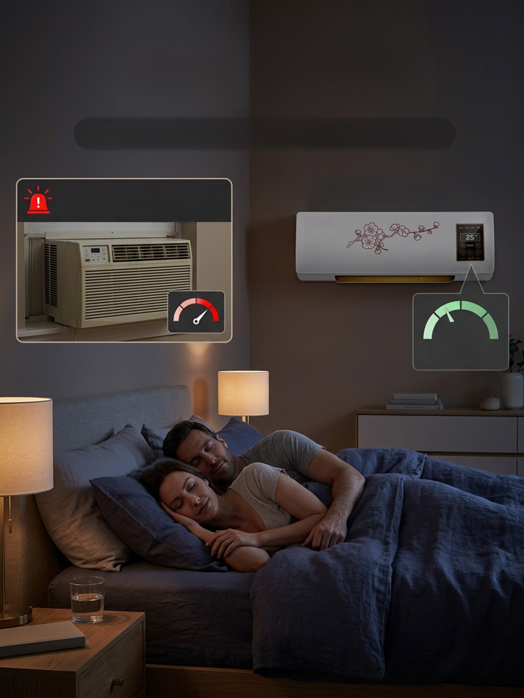 Hot and cold wall-mounted home air conditioner, No installation required – simply plug it in and go! ⏰ It gets 10°C warmer in 10 seconds!