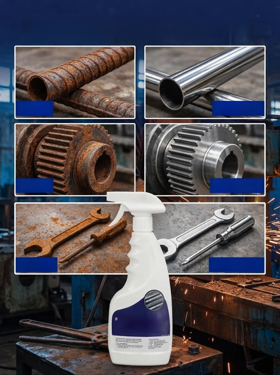 🚀 Instantly restore rust to a shiny finish! 💪Removes 10 years' worth of rust in 3 seconds! Easy to use with just a spray, without damaging the material.