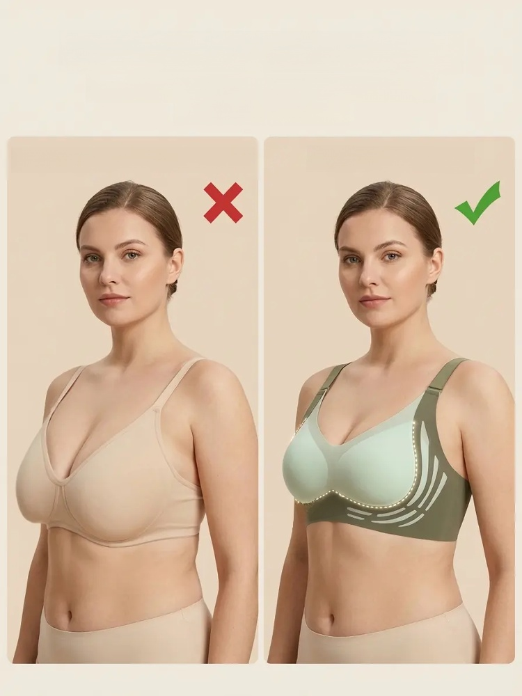Small Heart Contrast Lift Seamless Bra, 🌸A bra that breathes. Once you try it, you will love it. 🌸The thin design is great for ventilation, no overheating or pressure points.