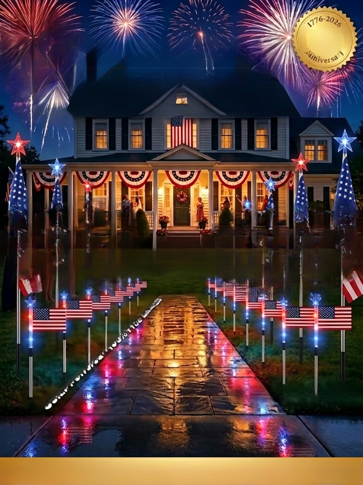 【Celebrating the 250th Anniversary of American Independence】Solar Pathway Lights, $0 Bills, 100% Solar Power