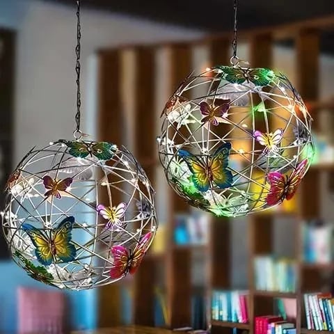 💖LAST DAY 49% OFF💖 Hanging Solar Light Round Ball Light with Butterfly
