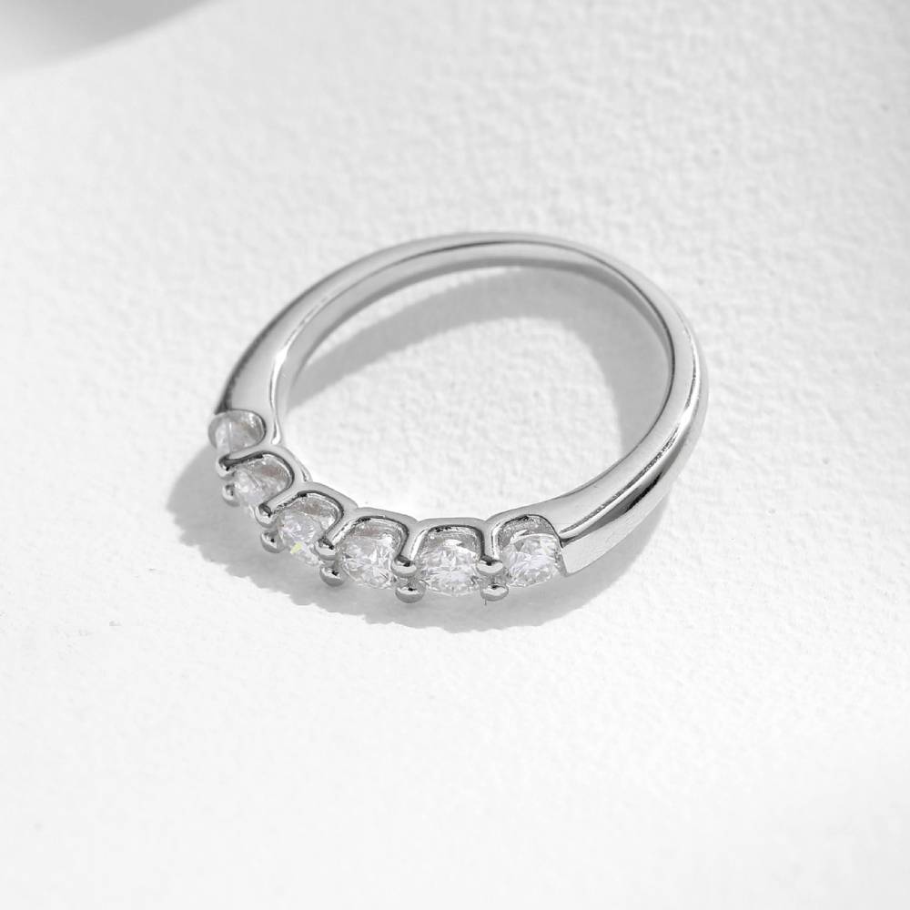 6-Stones Round Moissanite Ring