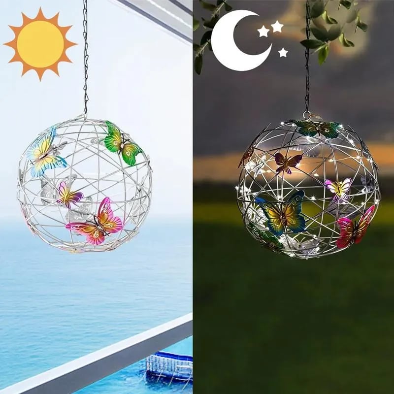 💖LAST DAY 49% OFF💖 Hanging Solar Light Round Ball Light with Butterfly