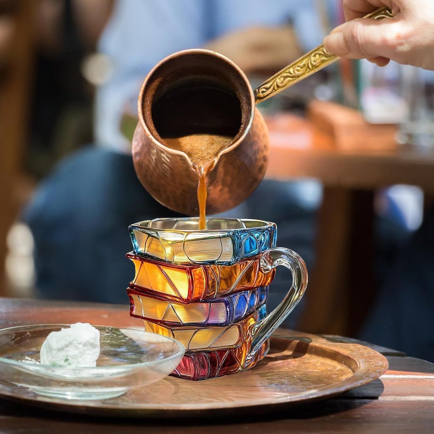📚 Handcraft 3D Painted Book Mug – Unique Glass Coffee Cup for Readers & Book Lovers🍵