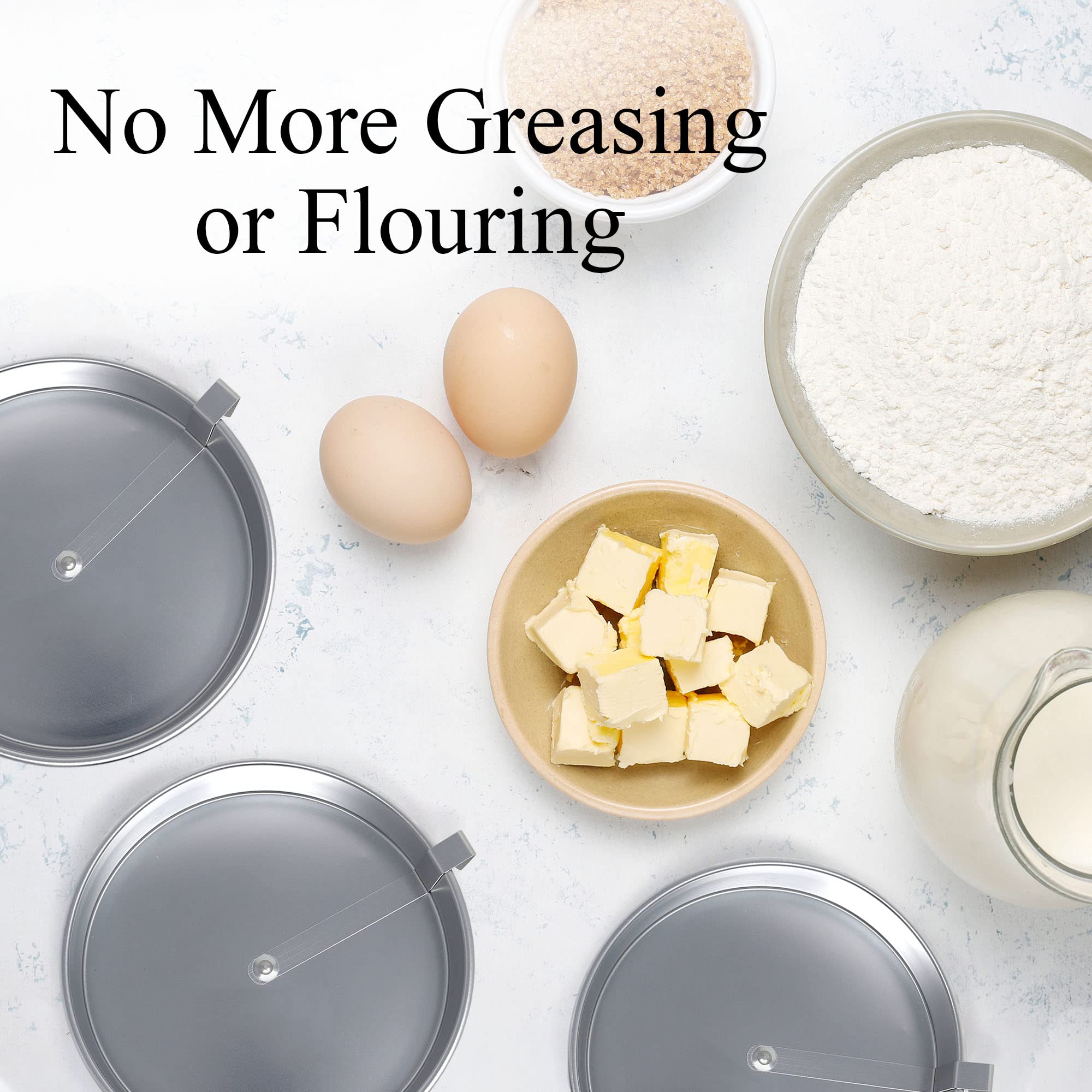 Easy Release Round Cake Pans with a Built-in Swivel Blade