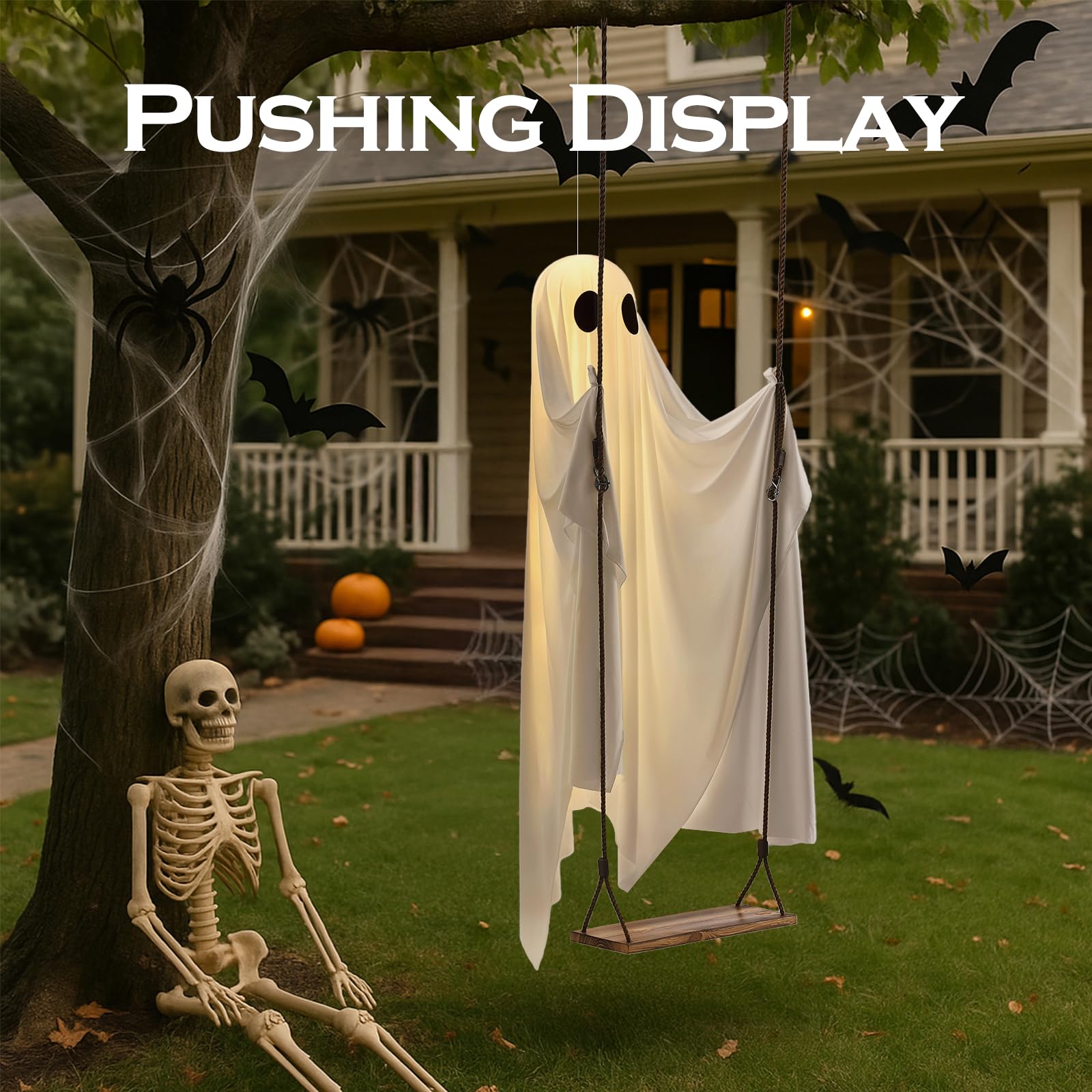 🔥Halloween Sale🔥Hanging Swing Glowing Ghost Decoration