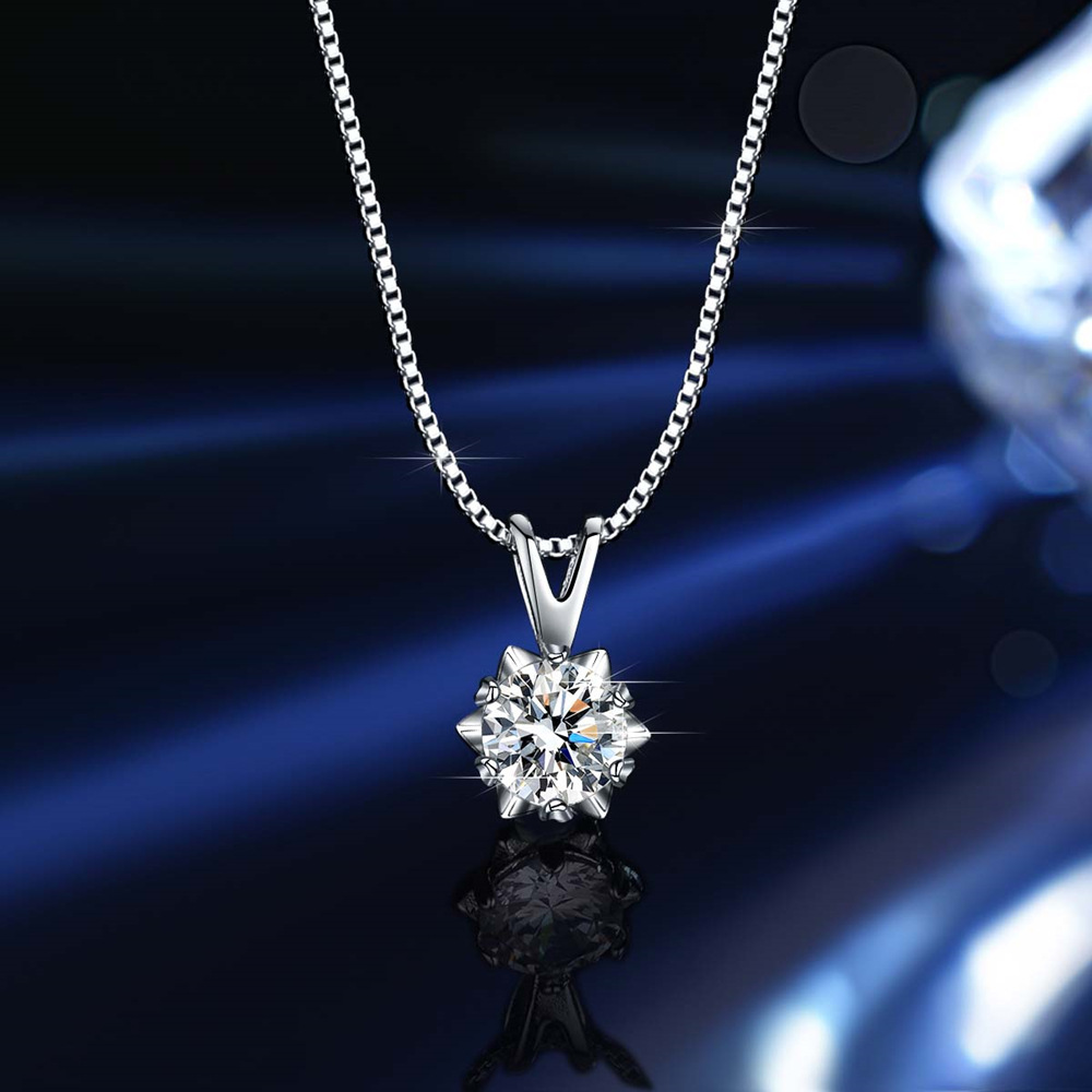 S925 Snowflake Six-Prong Moissanite Pendant Necklace