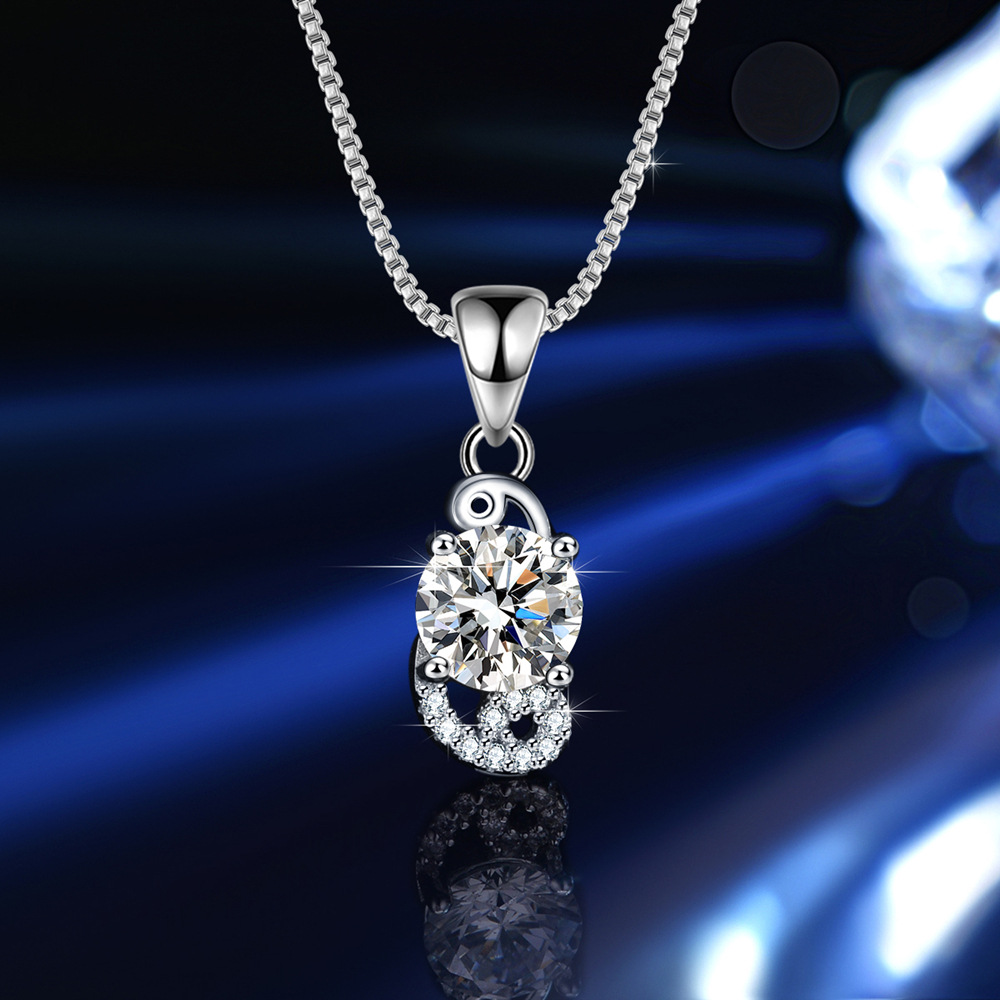 Lively Cat Tail Moissanite Pendant Necklace