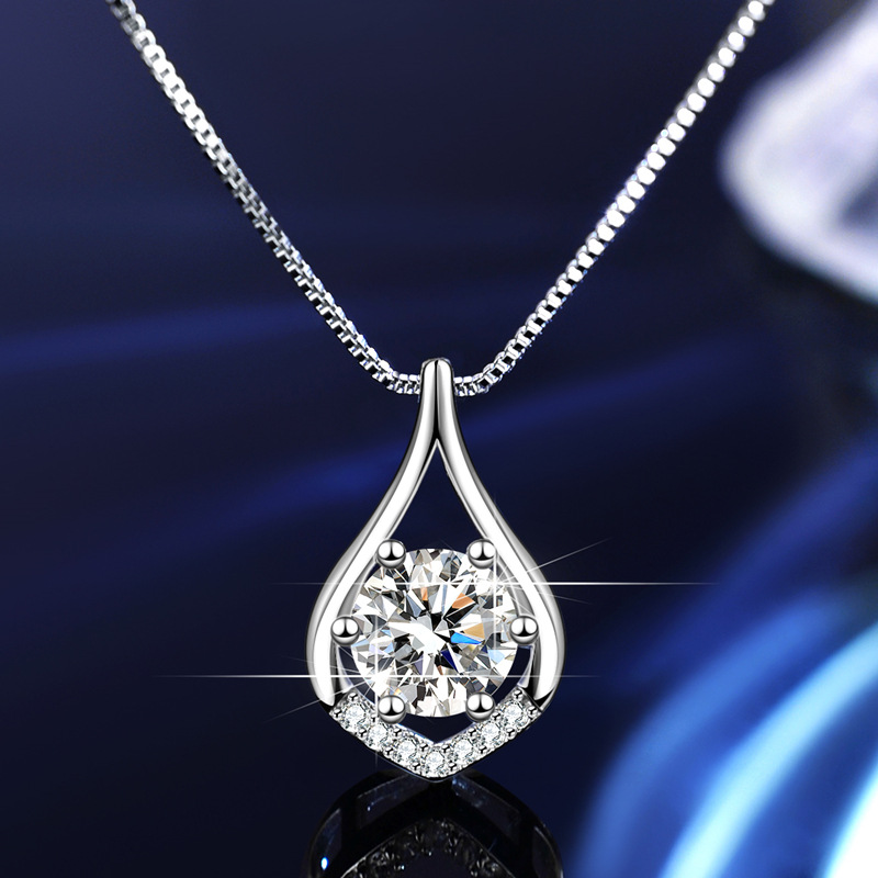 Teardrop Love Moissanite Pendant Necklace