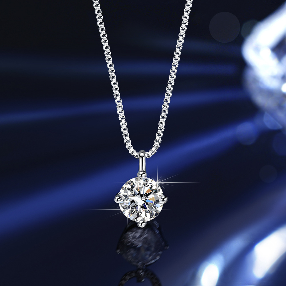Classic Four-Prong Moissanite Pendant Necklace