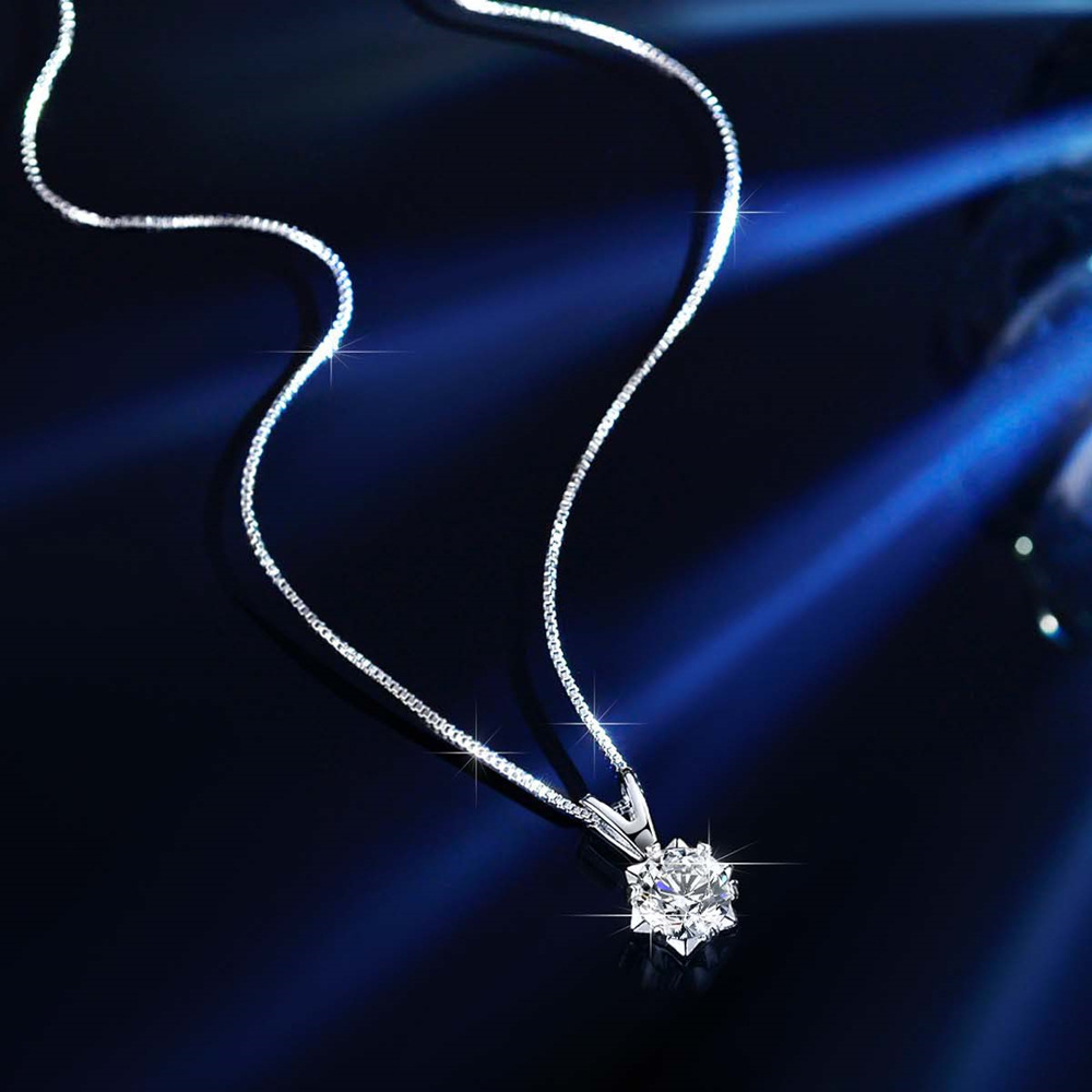S925 Snowflake Six-Prong Moissanite Pendant Necklace