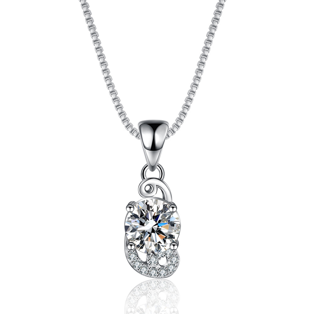 Lively Cat Tail Moissanite Pendant Necklace