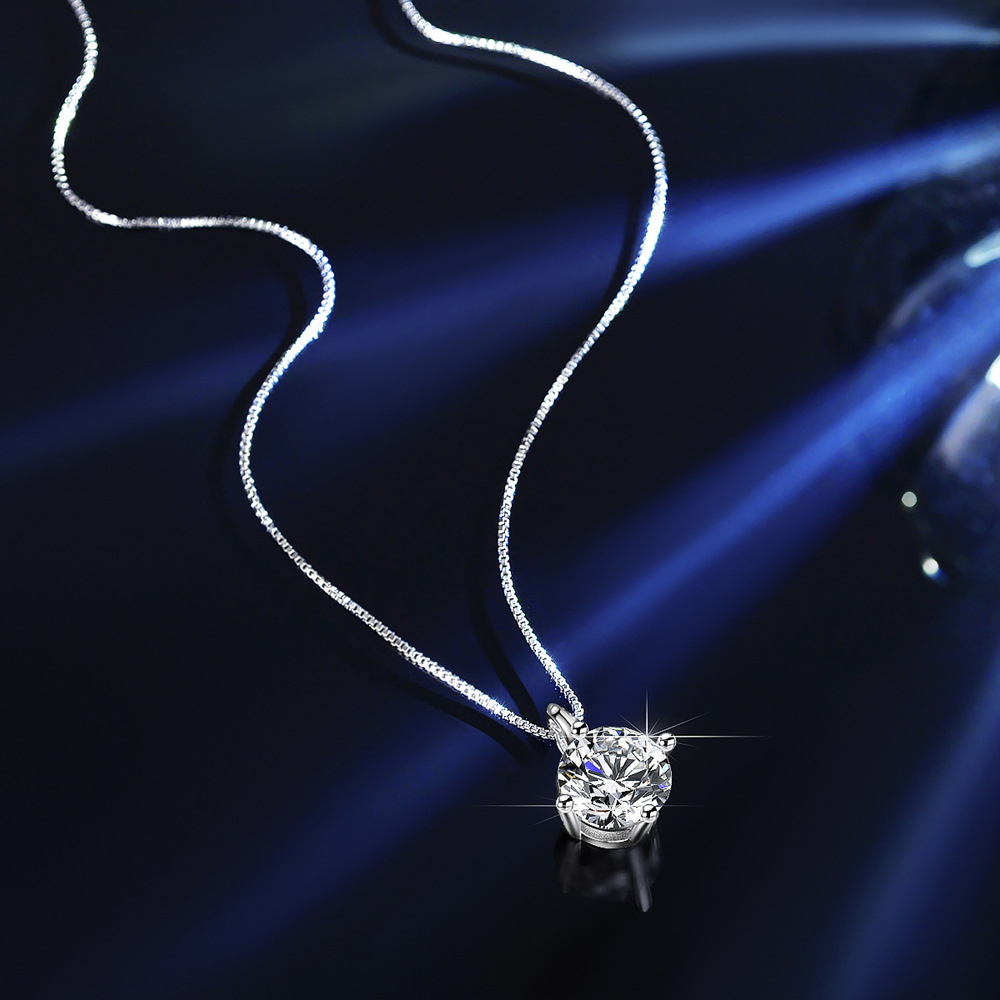 Classic Four-Prong Moissanite Pendant Necklace