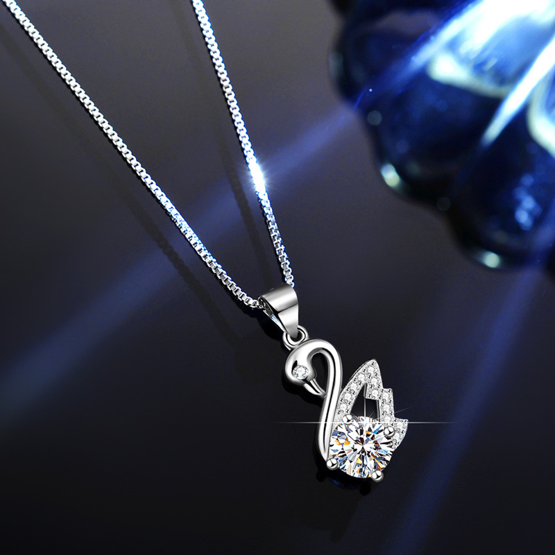 Shine Swan Moissanite Pendant Necklace