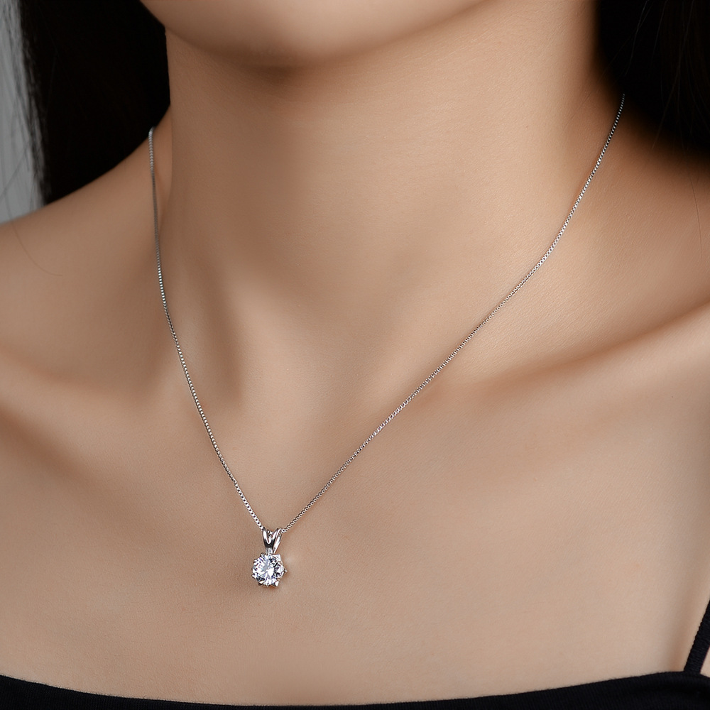 S925 Snowflake Six-Prong Moissanite Pendant Necklace