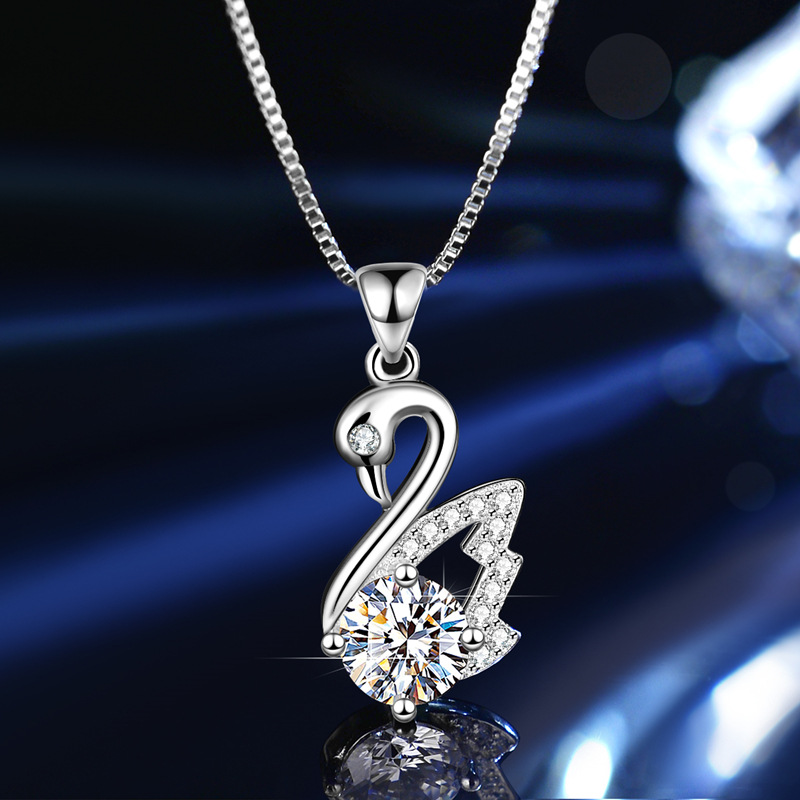 Shine Swan Moissanite Pendant Necklace