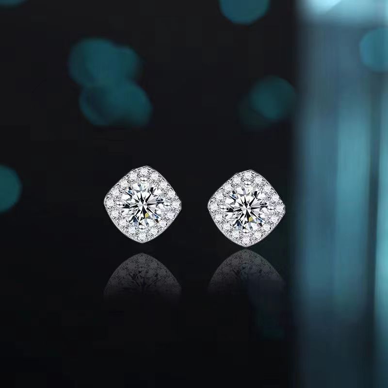 Classic  Square & Round Moissanite Earrings