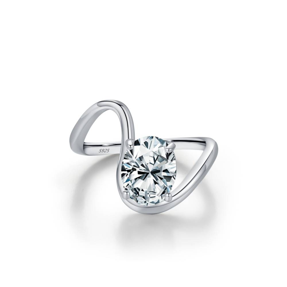 Unique Oval Cut Moissanite Ring