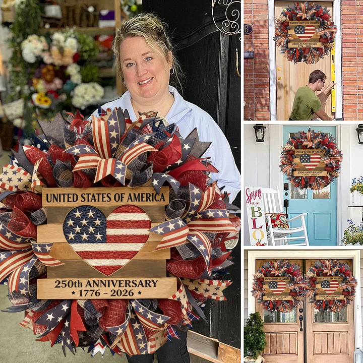 Handmade USA 250th Anniversary Patriotic Wreath