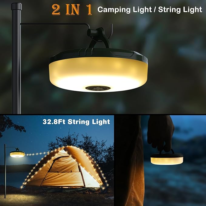 32.8Ft Retractable Camping String Lights