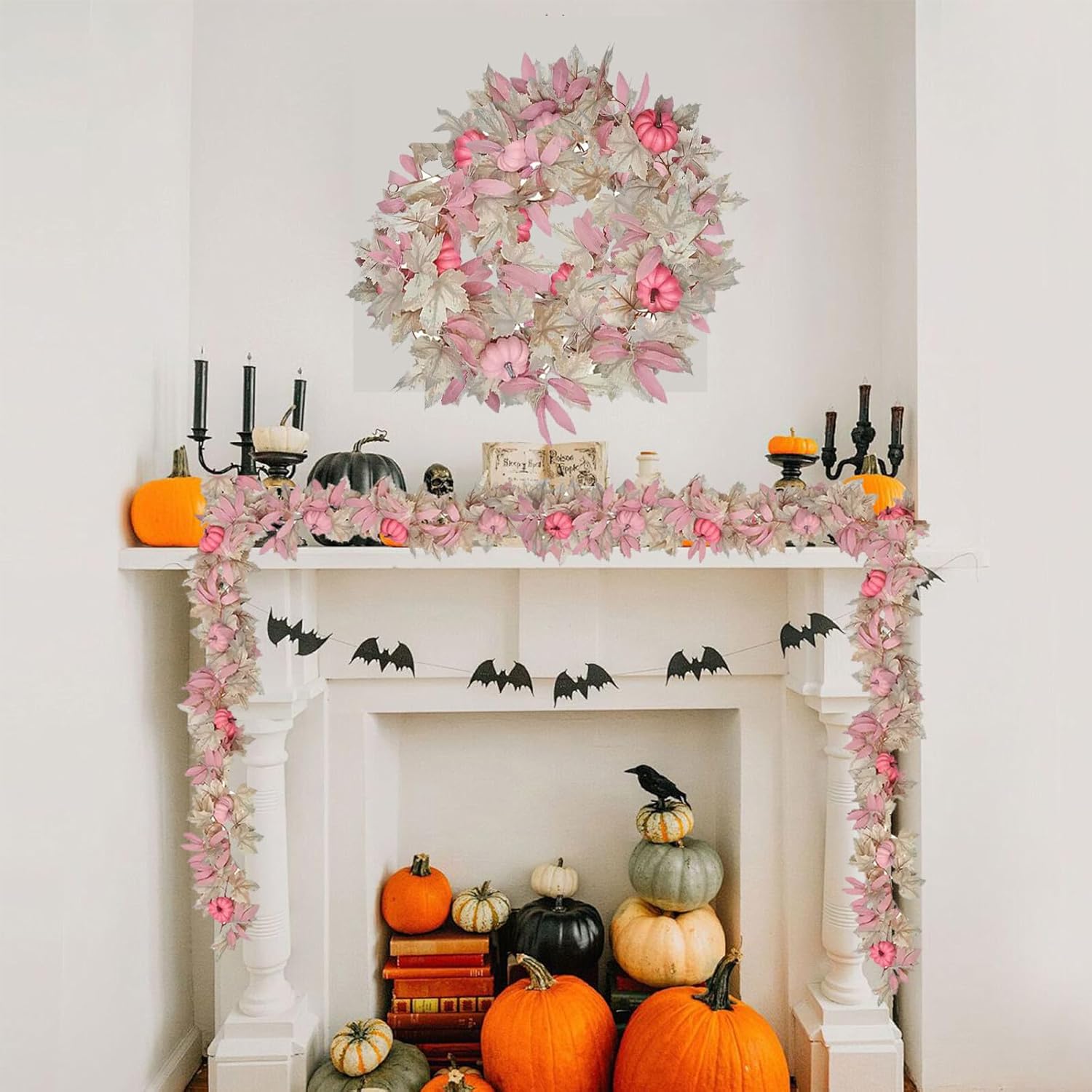 🍁Special Fall Sale 50% OFF-Fall Wreath with Pumpkin Maple Leaves🎃